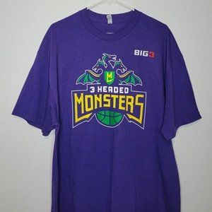 Three Headed Monsters BIG 3 Basketball T-Shirt Size Mens XL King Ghidorah Dragon
